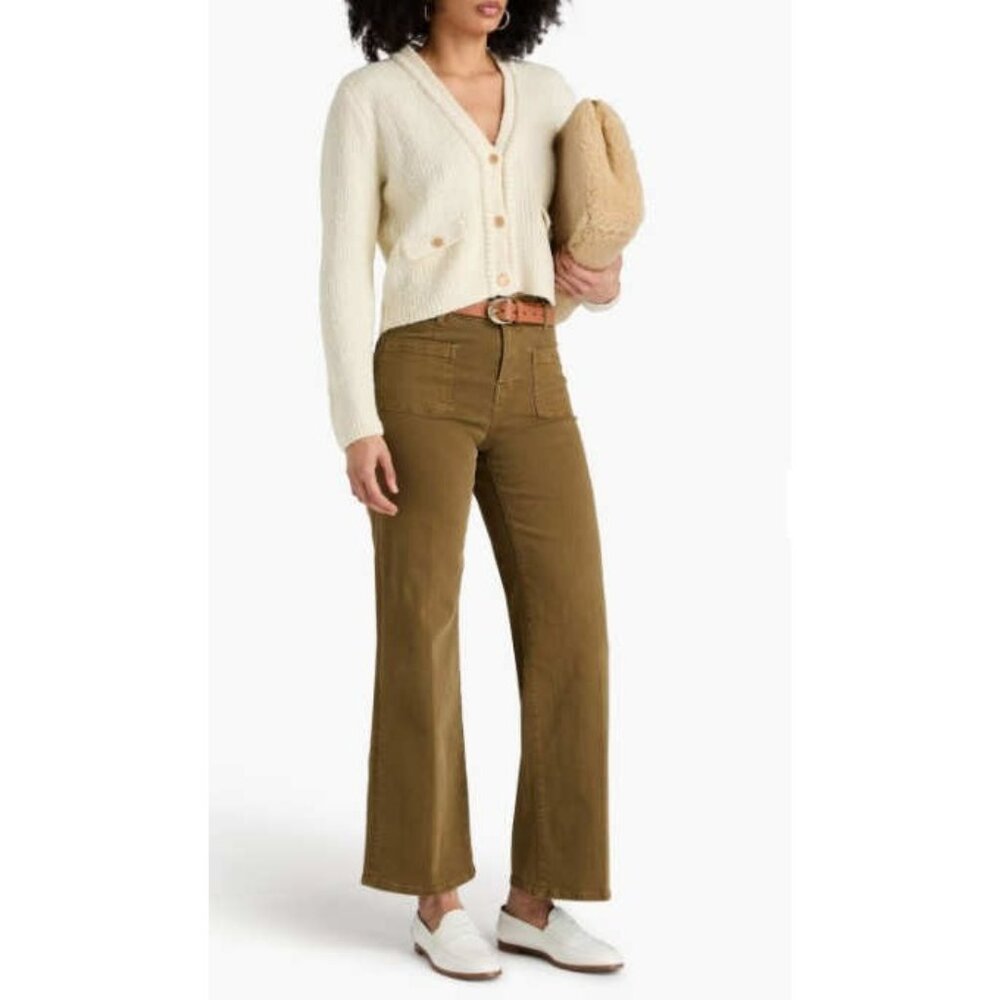 FRAME Womens Cardigan Sweater Size XS Cream Wool Blend Button Front V-Neck